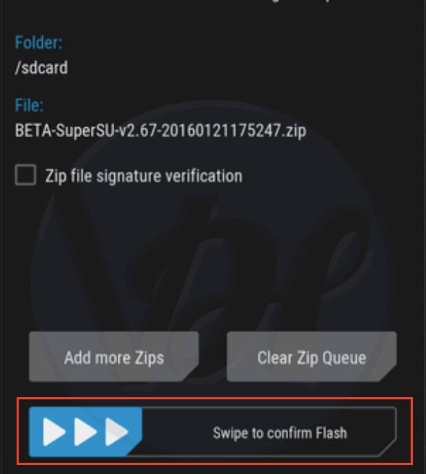 Now swipe to flash the file, it will take few seconds to finish.