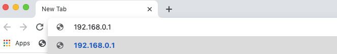 enter router's IP Address in Url bar