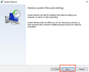 Tap next for Restore System files and settings