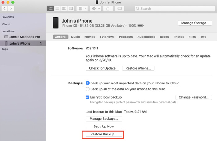 restore backup Restore Backup from iTunes