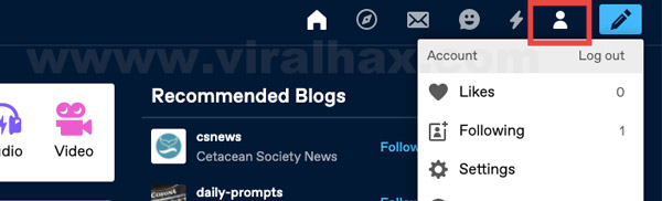 account icon in tumblr website