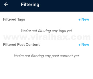 filtering options for content